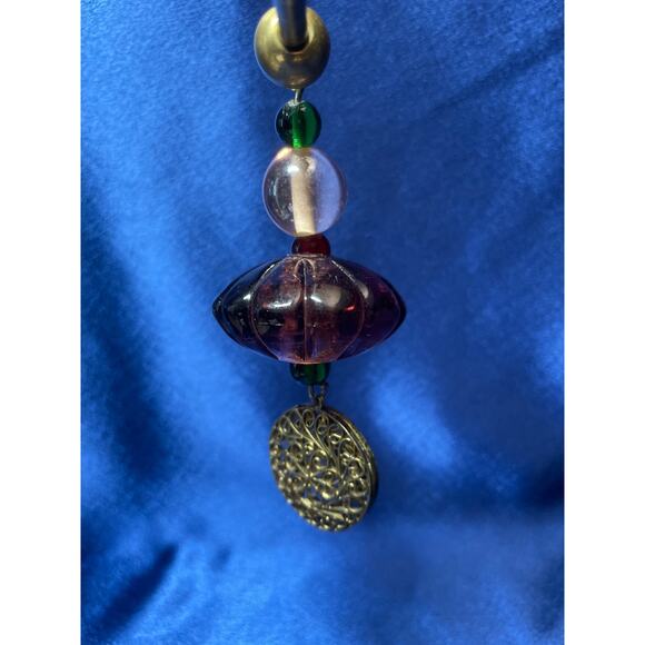 Brass Candle Snuffer Accented with Purple Clear and Brass Beads - Picture 4 of 4